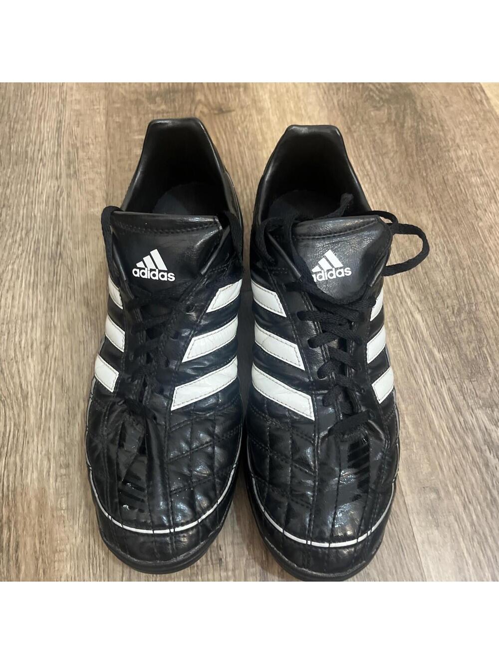 adidas puntero mens size 9.5 soccer shoes black leather athletic turf sneakers